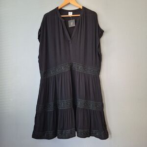 GL by Gibson Look Black Embroidered Sleeveless V Neck Mini Dress Womens XL